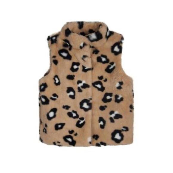 Epic Threads Little Girls Leopard Faux Fur Vest, girl’s fur vest, jacket top 5 - Picture 1 of 4